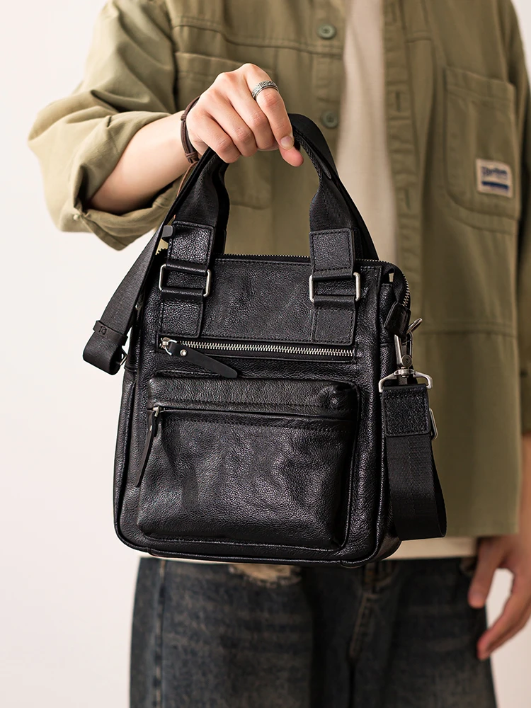 outdoor work soft first layer cowhide men's handbags Business casual genuine leather multifunctional shoulder messenger bag