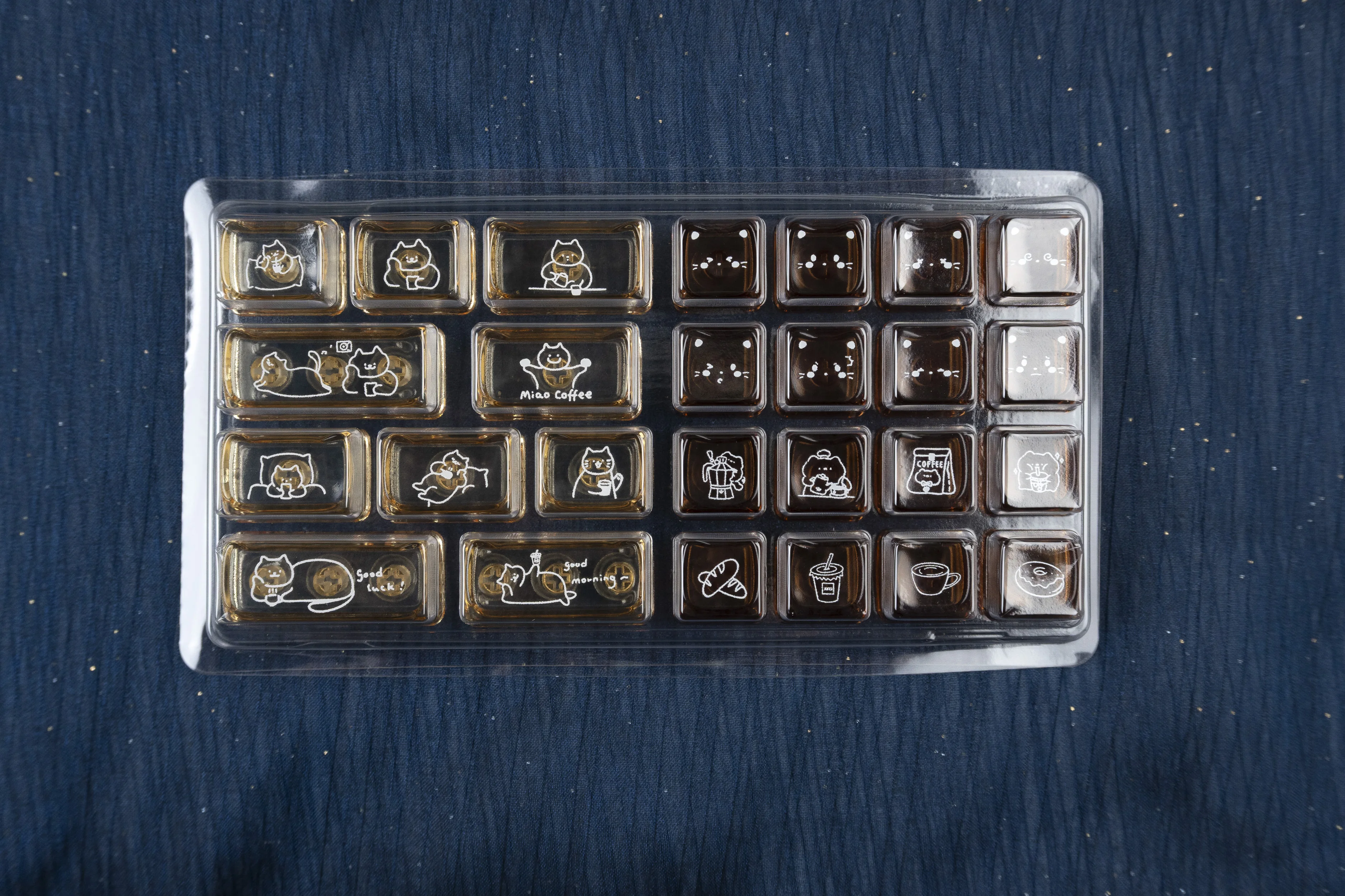 MAO Keycaps Coffee Cat Dye-Sub Pbt PC Material Cute Keycap For Mechanical Keyboard Wooting Cat Ear