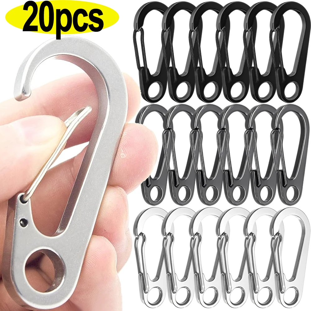 5/20pcs Lobster Clasp Buckle Keychian Mini Carabiners Outdoor Camping Hiking Buckles Alloy Spring Snap Hook Key Holder Tool Clip