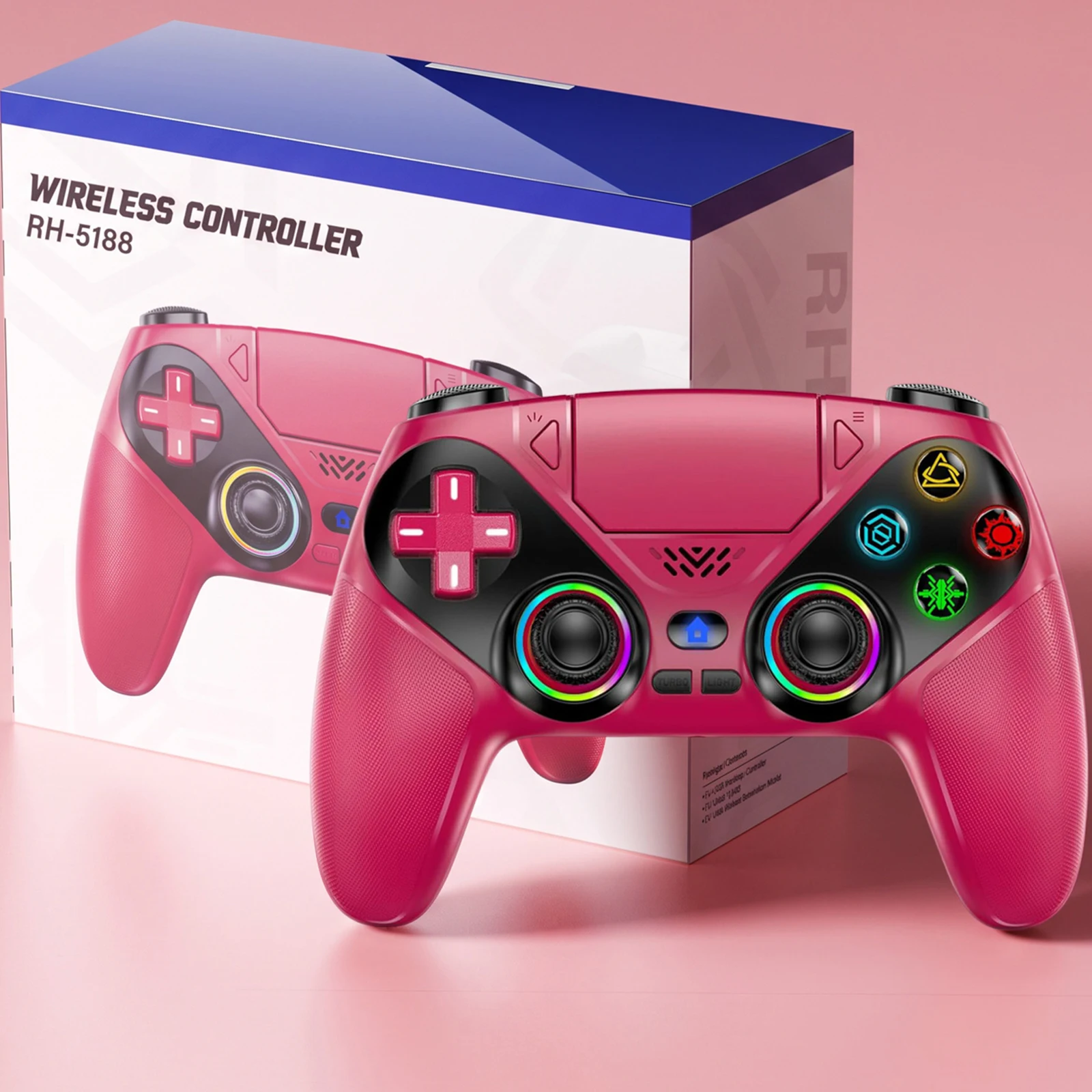 Controller für Playstation 5 PS5/PS5 Pro/Slim/PC Gamepads mit Hall-Effekt RGB Kabelloser Spielsteuerungs-Joystick Marco/Turbo-Programmierung