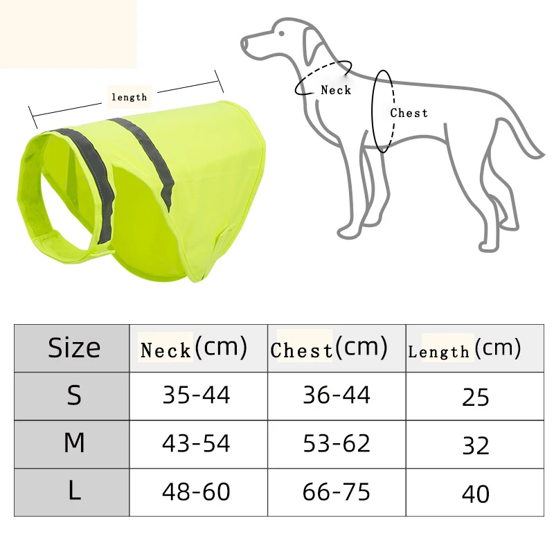 Reflective Dog Safety Vest High Visibility Yellow Fluorescent Dog Clothes Dog Hi Vis Jacket Coat Outdoor Night Safety Pet Supply