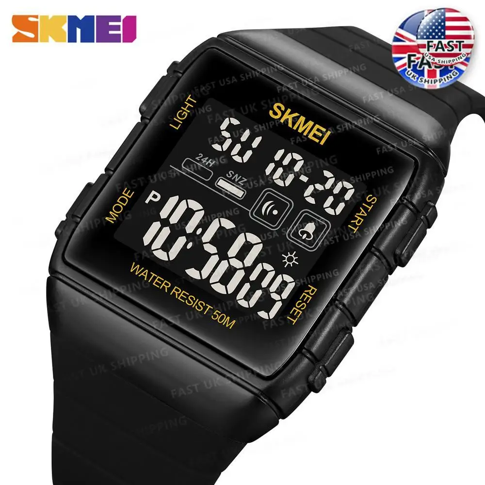 

SKMEI Япония цифровой механизм мужские спортивные часы военный будильник обратного отсчета 5 бар водостойкие светодиодные наручные часы reloj hombre