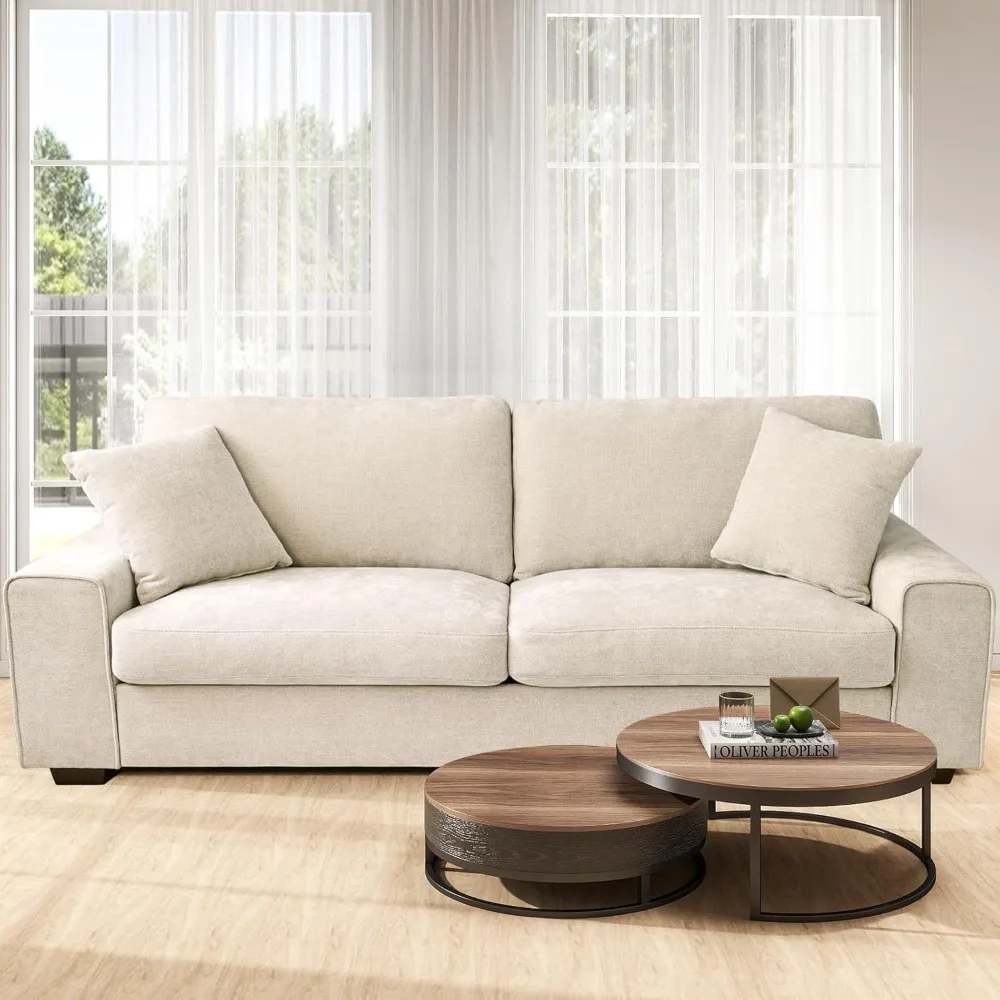 Chenier Sofa with 2 Pillows, Suitable for Small Double Sofas in Small Spaces