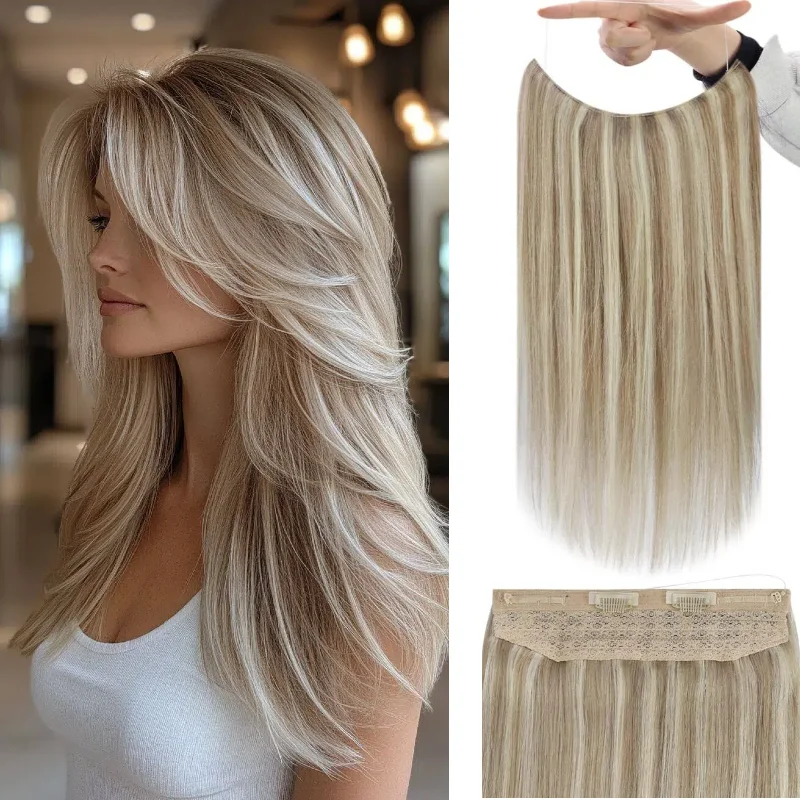 

Fish Line Weft Extensions One Piece 100% Human Hair 12-26 inch #4 For A Perfect Blend Every Time