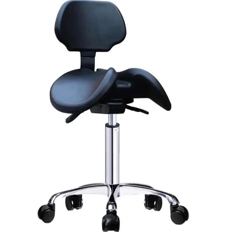 

Hydraulic Saddle Dentist Chair Height Adjustable Stool With Backrest Rolling for Clinic Office Medical Spa Massage Make Salons