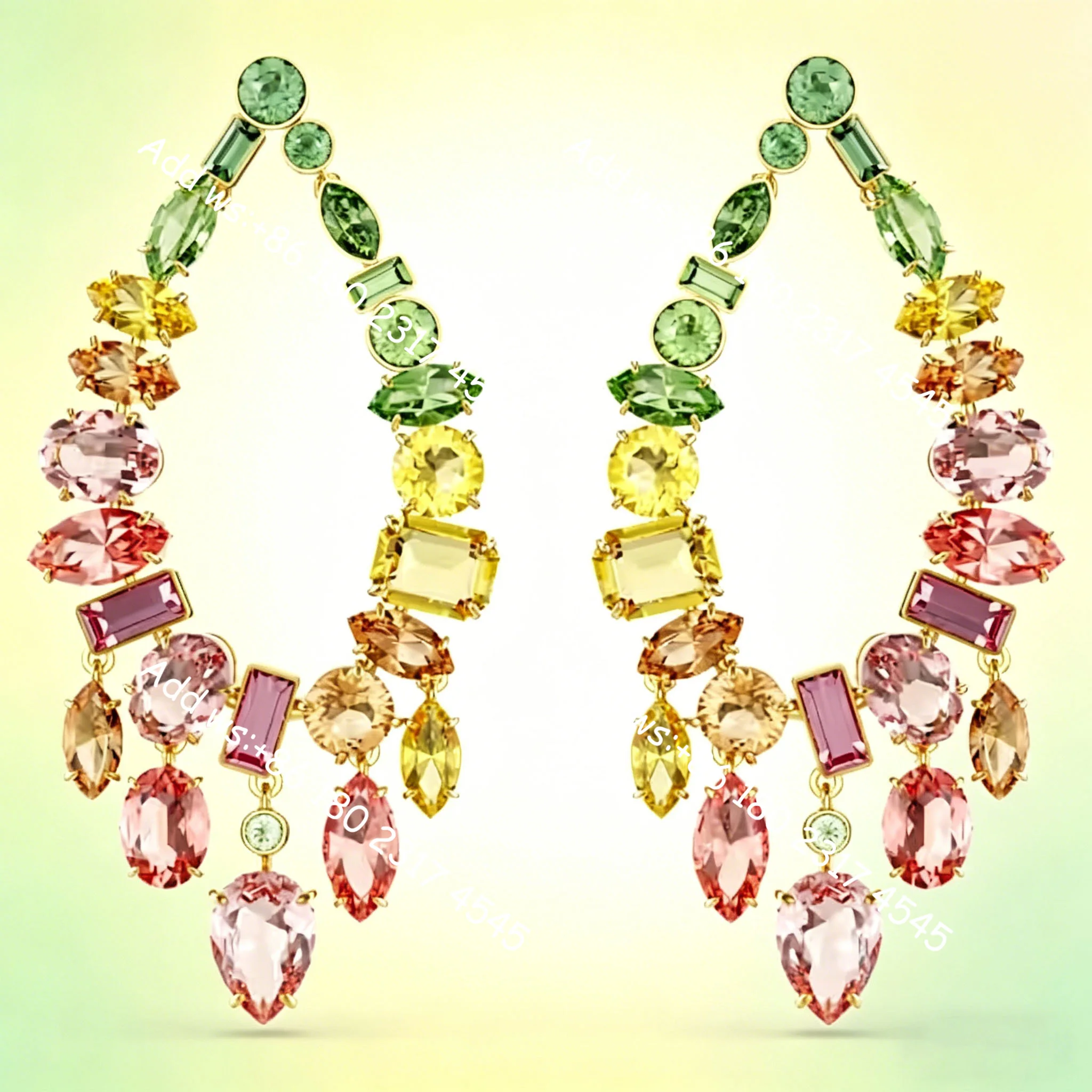 2026 New Arrival Candy Color Multi-Shape Cubic Zirconia Jewelry Set,Necklace,Bracelet,Earrings,Exquisite Elegant,All Occasion