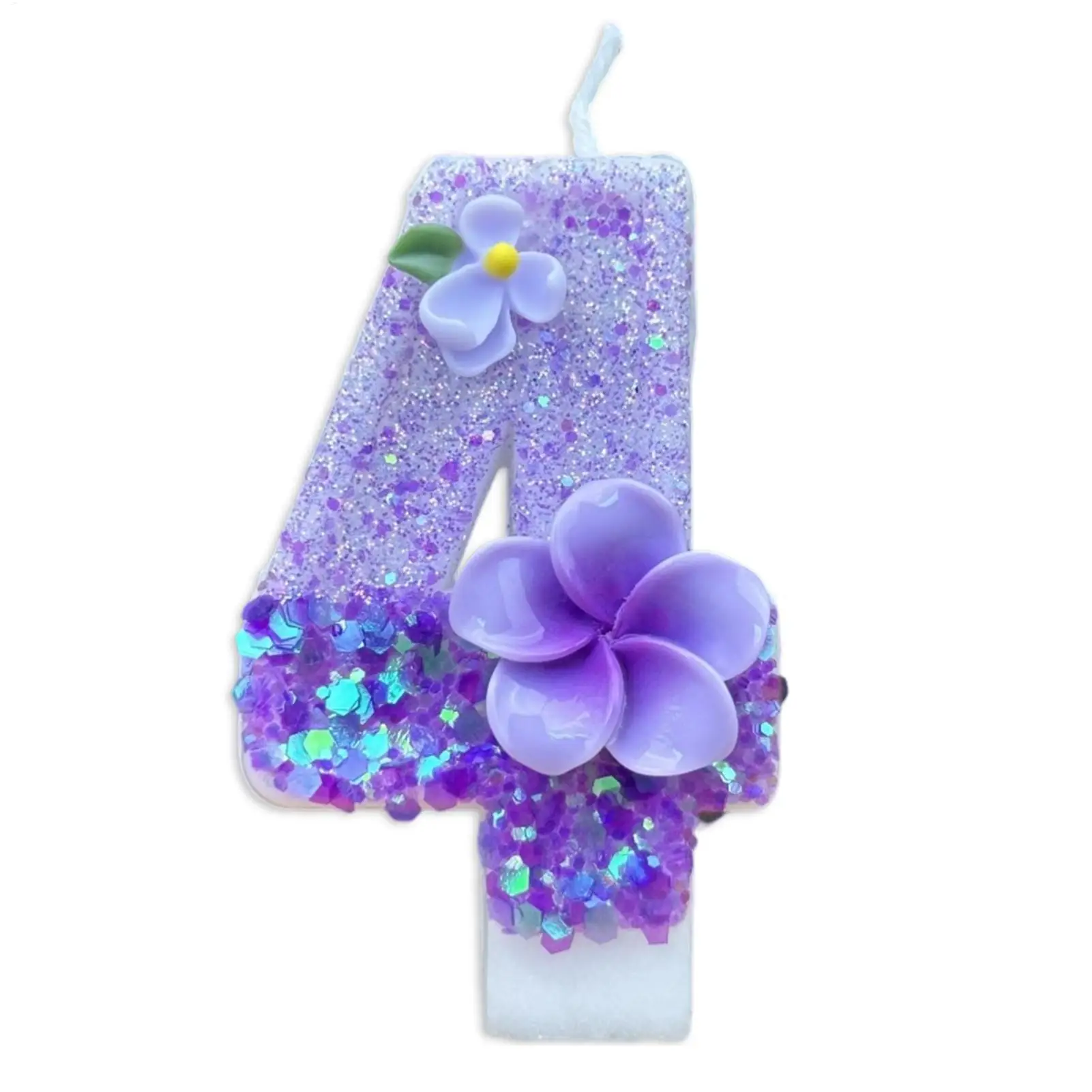 Number Birthday Candles Glitter Sequins Cake Toppers Floral Design Birthday Cake Candles for Men Women Family Mother Dad Kids