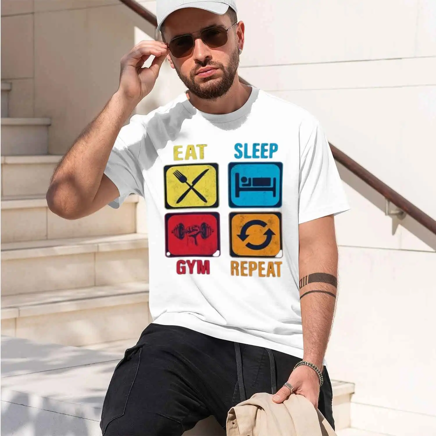 Eat Sp Gym Repeat Man Grh T Shirts Gym out Exercise Shirt Weightlifting Shirt out Motivation Gym Gift Tops 2026 New Model Men’s