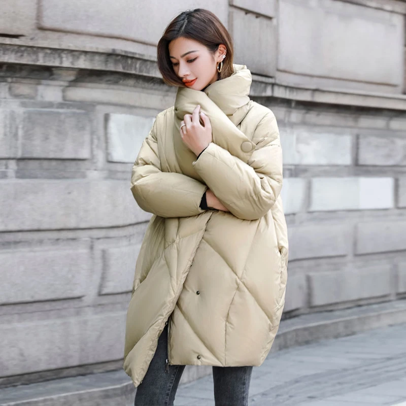 Vintage Women winter down jackets 2022 Oversized Fashion Turtleneck Warm Long puffer coat Luxury Ladies clothes Warm INKEO 2O177