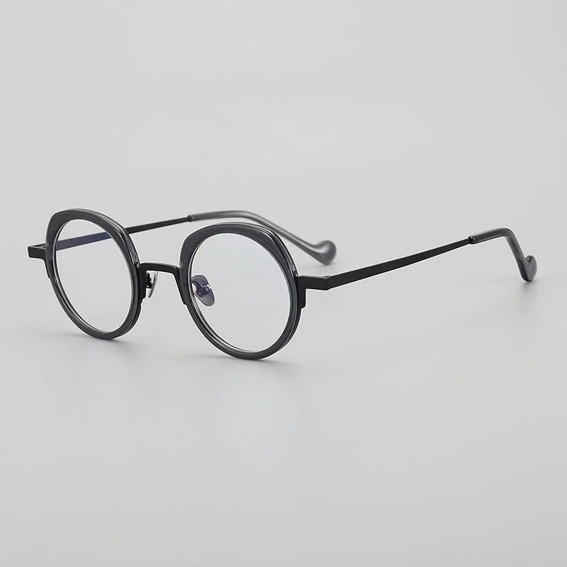 Belight شكل اللؤلؤ البصري خلات ملونة مصنوعة يدويًا مع إطار نظارات ريترو من التيتانيوم عدسة طبية C103