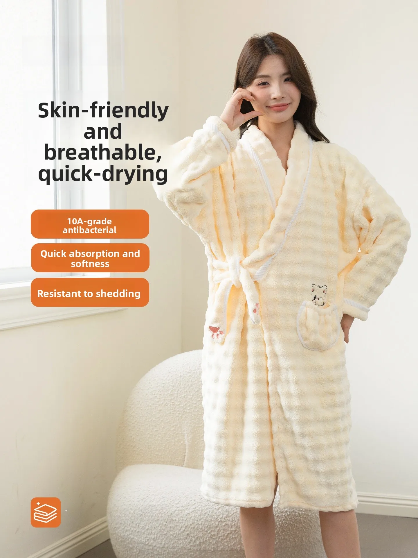 

Women's Bath Towel Robe Pure Cotton Qui Dry Full Body Wearable Adult Spwear Winter Thiened Coral Fce Antibacterial