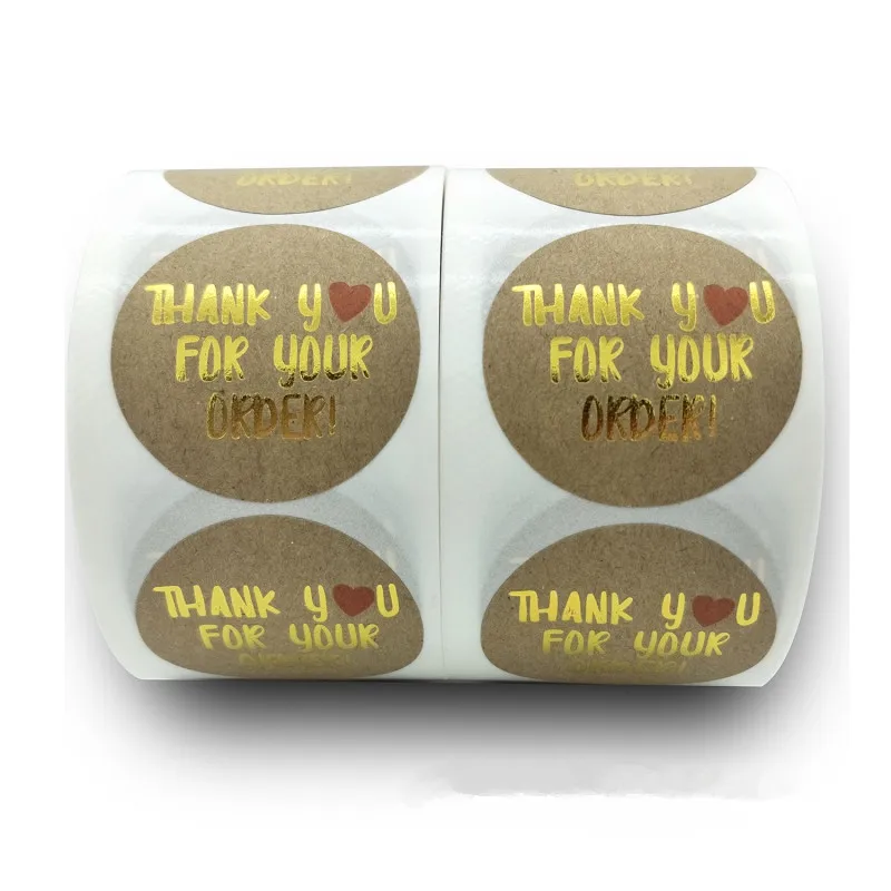 New Unique Designs 38mm/1.5inch Gold Foil Thank You for Your Order Sticker Labels 500pcs For Shopping Small Shop Local Handmade