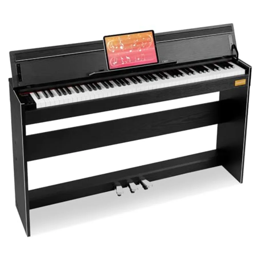 

Home digital piano with fully weighted graded hammer action keyboard, 88 keys, 380 tones, triple pedal, upright wood stand, USB