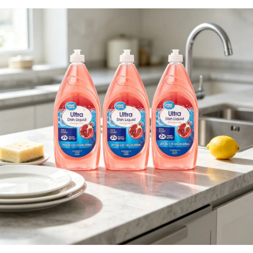 (3-bottle pack) Great Value Soft & Smooth Ultra Dishwashing Liquid, Pomegranate Scent, 40 fl oz