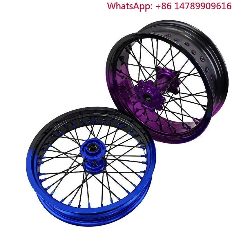 Balanced 173.5 175.0 Supermoto Wheels for [Model] Anodized Aluminum Alloy Rims Hub Spoke Wheel Set Motorcycle Spare Parts