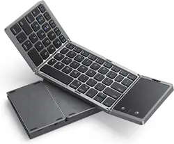 Steam Deck Foldable Bluetooth Keyboard for Travel, Tri-Folding Wireless Portable Keyboard with Touchpad for Steam Deck Accessory