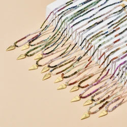 ZMZY 2-3mm Faceted Natural Tourmaline Stone Loose Beads Quartzs Crystal DIY Necklace Gold Color Eye Pendant Choker Jewelry