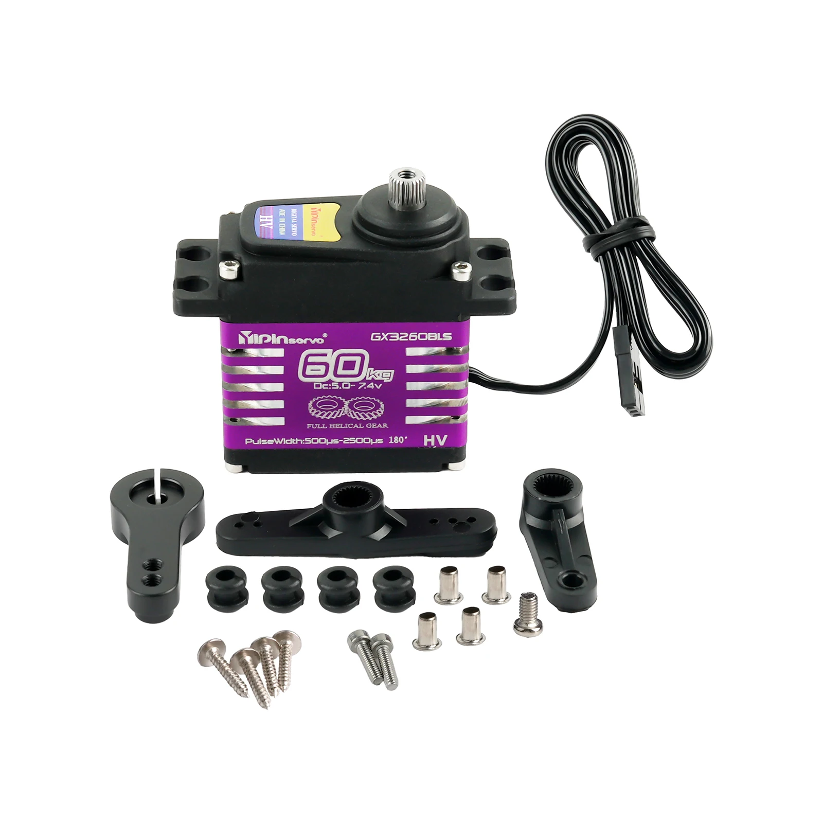 Servo digital de 60kg, à prova d'água, ip68, grande torque, motor sem escova, engrenagem helicoidal de aço, servos 7.4v para carro rc, robô 1/8 1/10