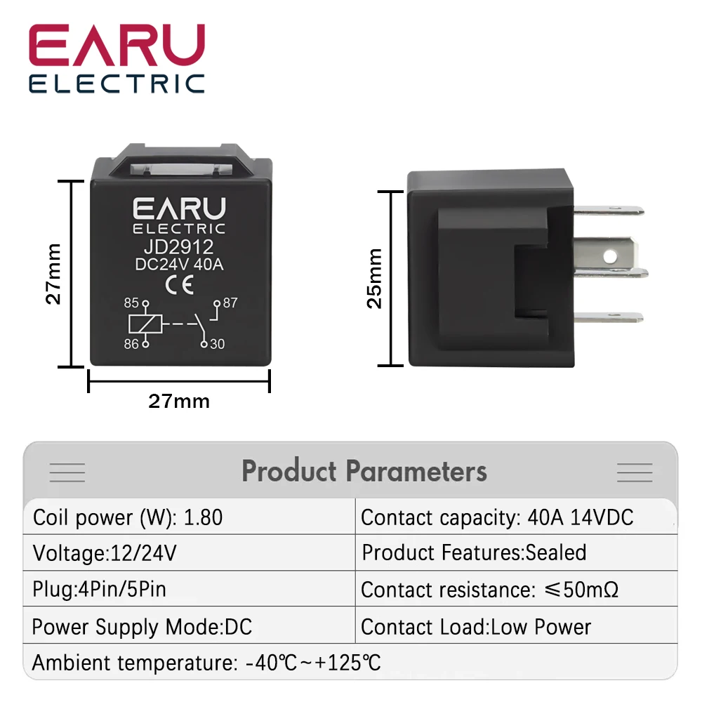 4 5 Pin 4P 5P 40A Waterproof Car Relay Long Life Automotive Relays Normally Open DC 12V 24V Relay For Head Light Air Conditioner image 2