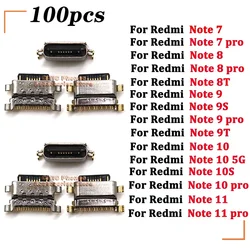 100 szt. Złącze USB do ładowania gniazda USB z gniazdem dokowania do Xiaomi Redmi Note 7 8 8T 9 9S 9T 10 10S 11 Pro 4G 5G