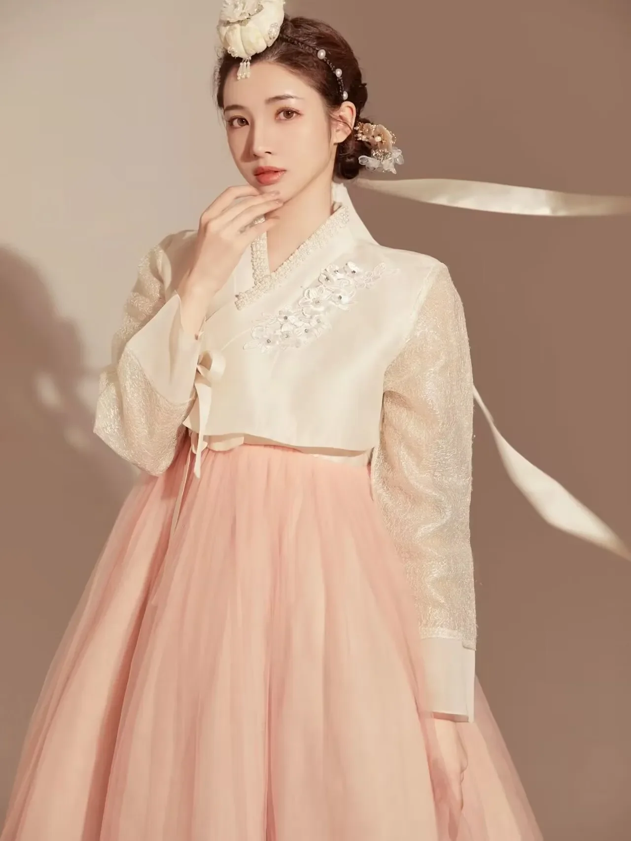 

2024 hanbok yanji princess korean yarn dress court dress ancient photo women stage performance costume loose elegant hanbok t001