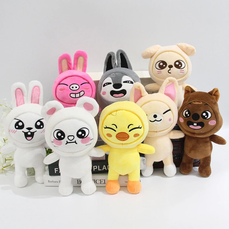 Skzoo Plush Toys 20cm Stray Kids Plush Wolf Chan Cartoon Stuffed Animal Plushies Doll Cute Companion for Kids Adults Fans Gift