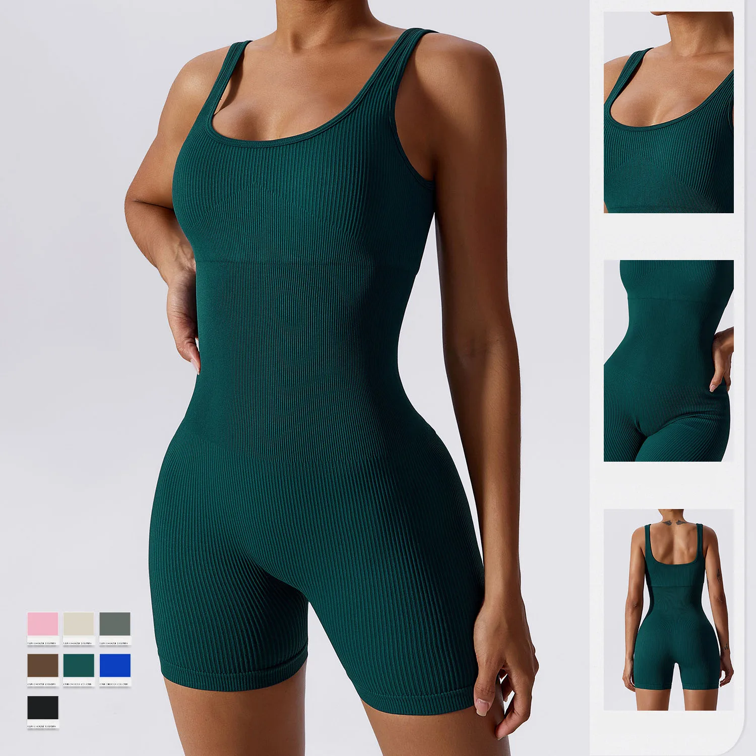 

Yoga Short Jumpsuit Seamless Women Fitness Clothing with Chest Pads Sleeveless Sports Suits Gym Outfits Yoga Bodysuit Sportswear