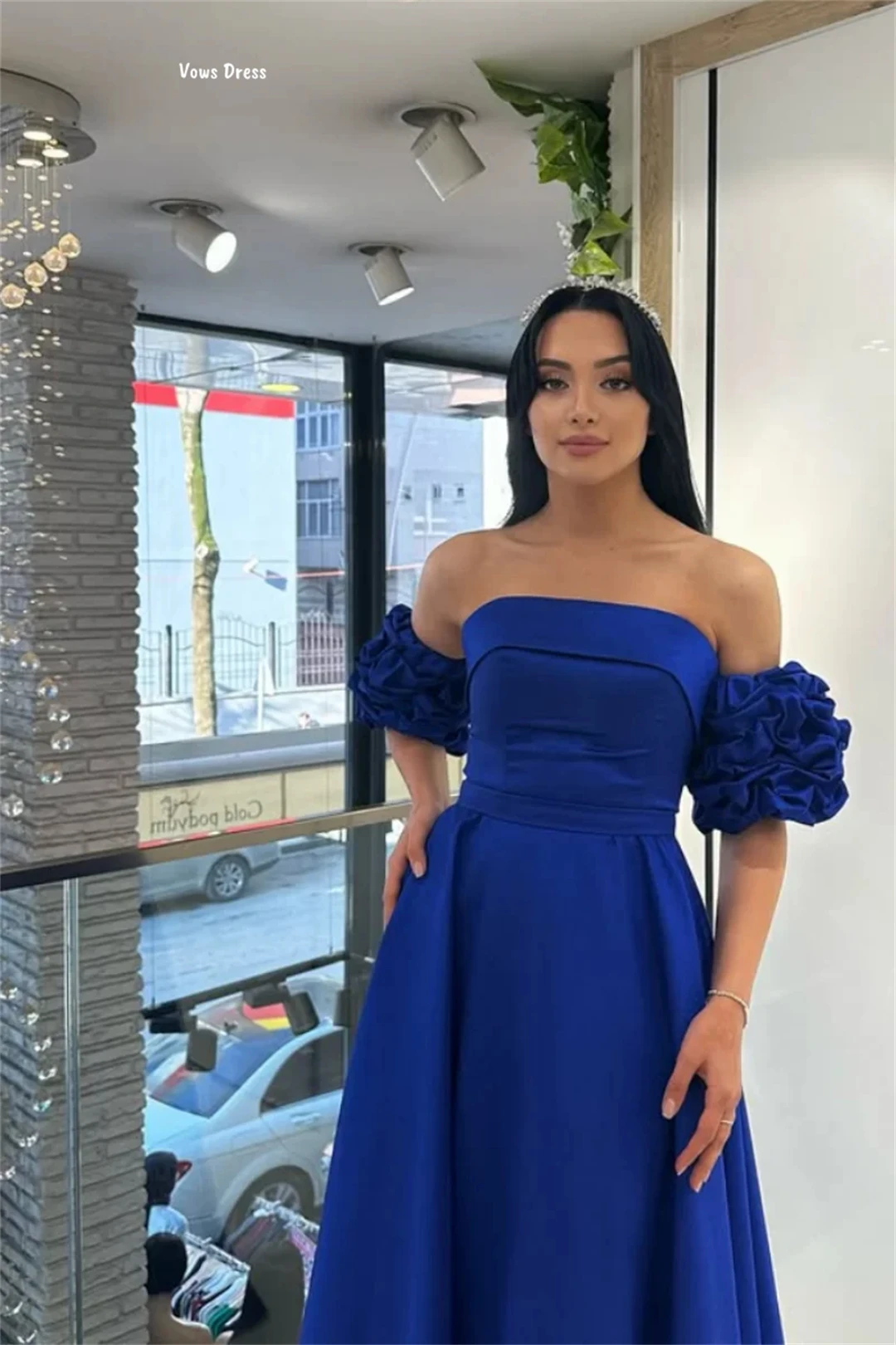 Vows ligne une Robe de soirée de mariage femme robes Gala bustier tubulaire Robe de bal Robe sur mesure Satin tissu Robe de soirée bal 2025