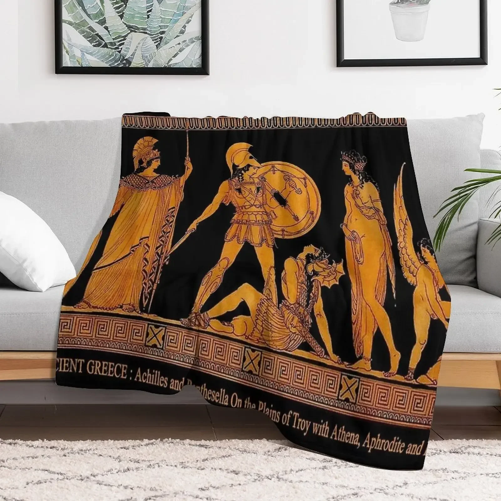 GREECEAncient God and Goddess Frieze Print Throw Blanket Soft Plush Plaid Winter beds Polar Blankets