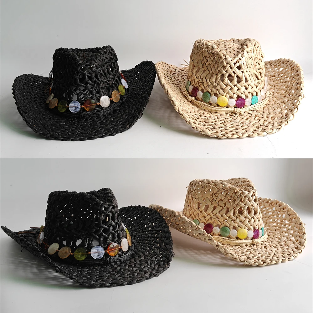 Cowboy Hat Straw - Sombrero de vaquera boho vintage, tejido