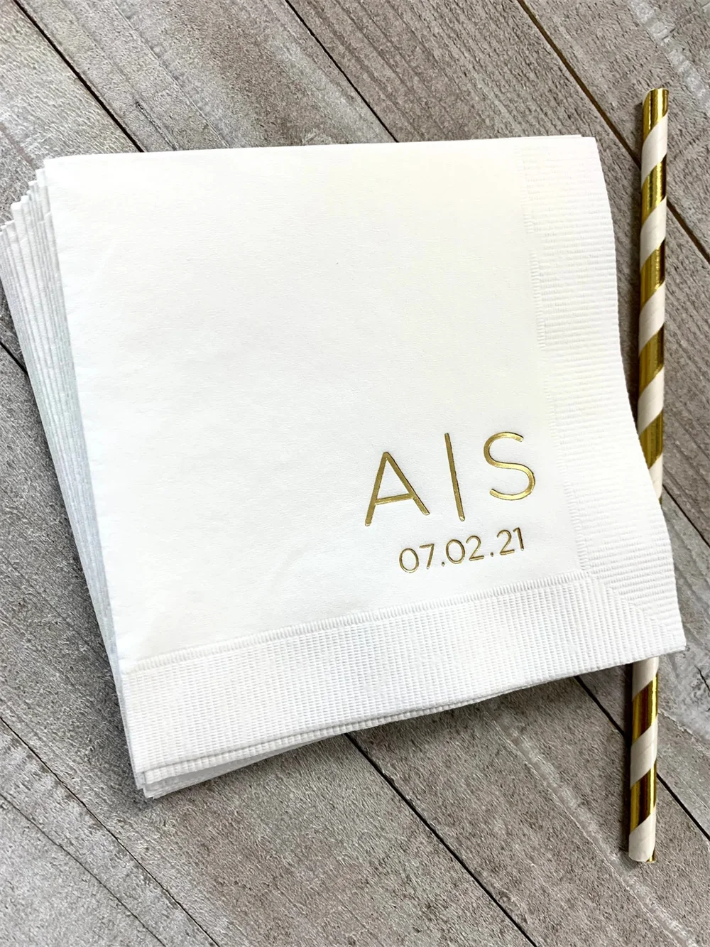 50PCS Personalized Napkins Personalized Napkins Wedding Anniversary Engagement Printed Custom Monogram Cocktail Beverage Luncheo