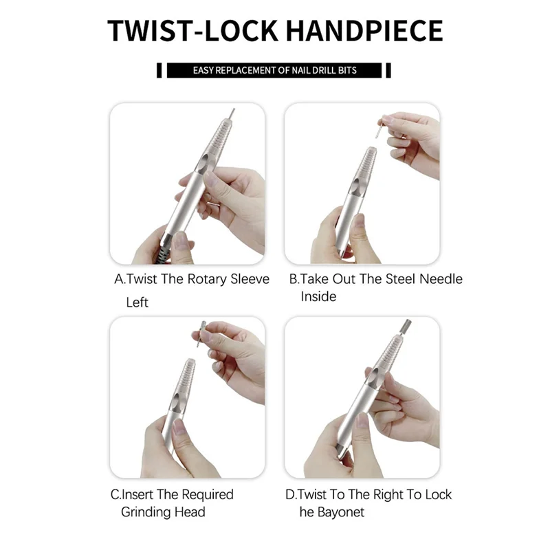 

A58Z Прямоугольная настольная аккумуляторная дрель для ногтей 35000 об/мин Перезаряжаемая беспроводная электрическая шлифовальная машинка для маникюра с вилкой европейского стандарта