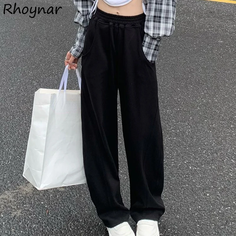 

S-4XL Casual Pants Women Baggy Simply Pure Color Sporty Student Korean Fashion Clothing Pantalones All-match High Waist Hipster