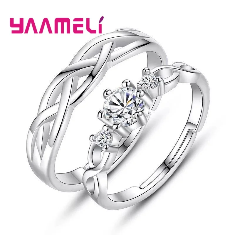 

Top Sale Wedding Ring Sets for Women Men Classic AAA+ CZ Crystal 925 Sterling Silver Fashion Jewelry Wedding Anniversary Present