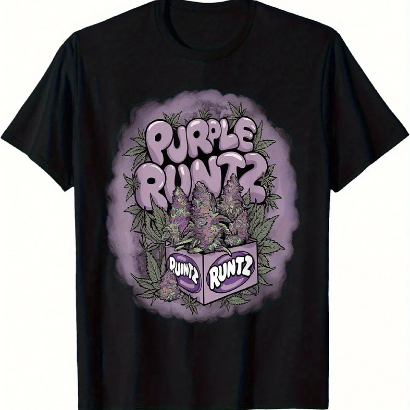 Men's Heavyweight 420 T-Shirt Purple Runtz Leaf Graphic Tee 4/20 Events Streetwear Men's T-shirts for Summer