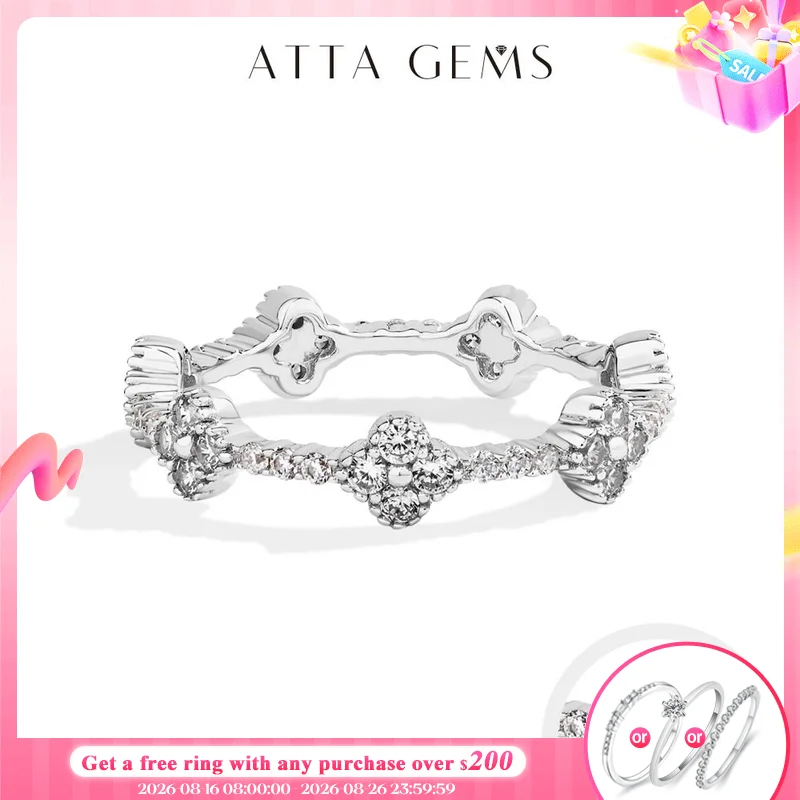 ATTAGEMS Eternity DVVS1 Moissanit-Ring für Damen, 100 % echtes 925er-Sterlingsilber, vergoldet, Hochzeit, Party, Charm, edler Schmuck, neu