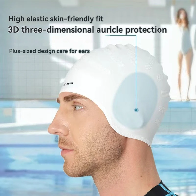 Waterproof Silicone Swim Caps Women Men High Elastic Flexible Protect Ears Hair Swimming Pool Hat Swim Cap for Adults