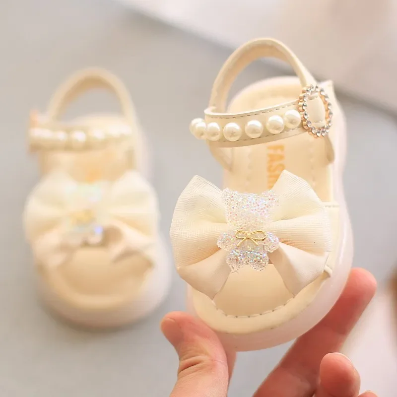 Sandales d'été de dessin animé pour bébés filles, chaussures de princesse pour petites filles, sandales à nœud à la mode pour bébés tout-petits de Shoe1-2 ans