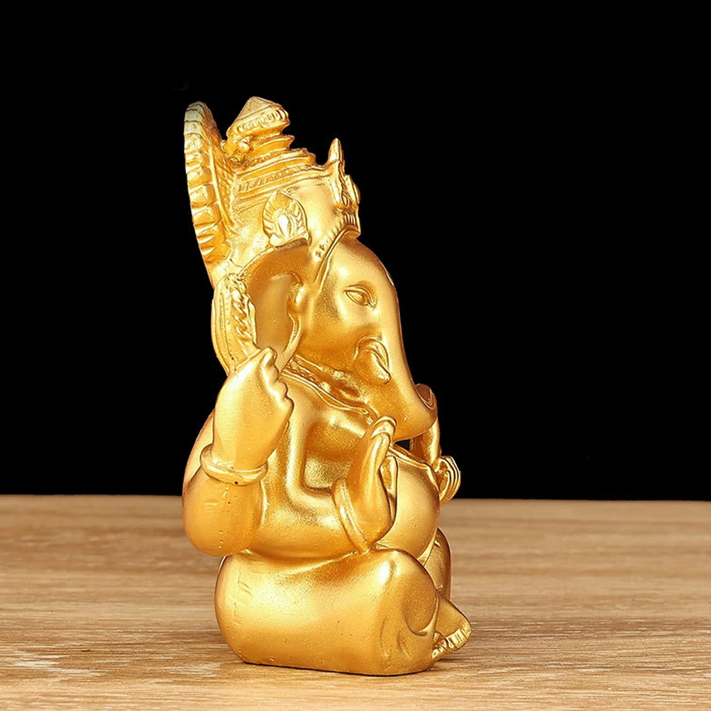 

Statue of The Elephant God Desktop Lover Car Sculptures Home Decor Golden Statues for Decorative Office