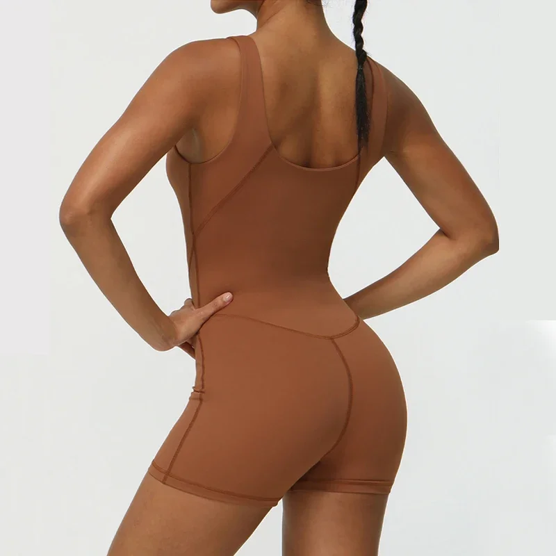 Летний цельный комплект для йоги, женский однотонный спортивный костюм, дышащий комбинезон для бега, женская короткая спортивная одежда, одежда для тренировок