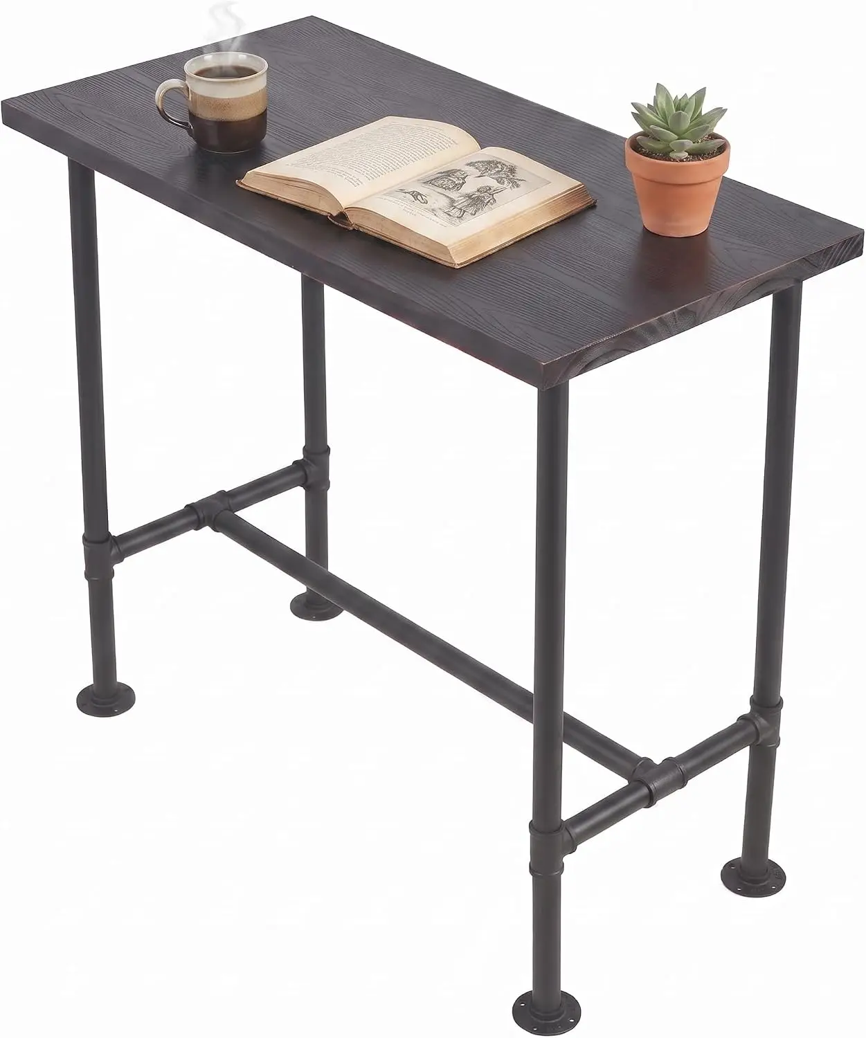 41.3inch Height Industrial Bar Table Rustic Pipe Design Kitchen Dining Table Farmhouse Office Meeting Computer Desk for 4-5 People Bistro Cafe Tables Rectangle
