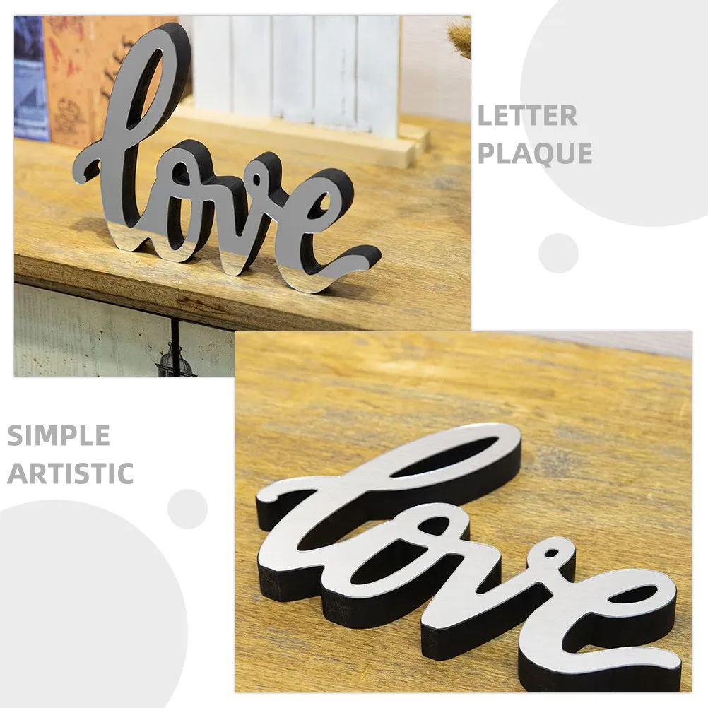 Love Letter Desk Sign Acrylic Mirror Finish Plaque Elegant Simple Design Desktop Ornament for Workspace Dorm Room Decor Gift