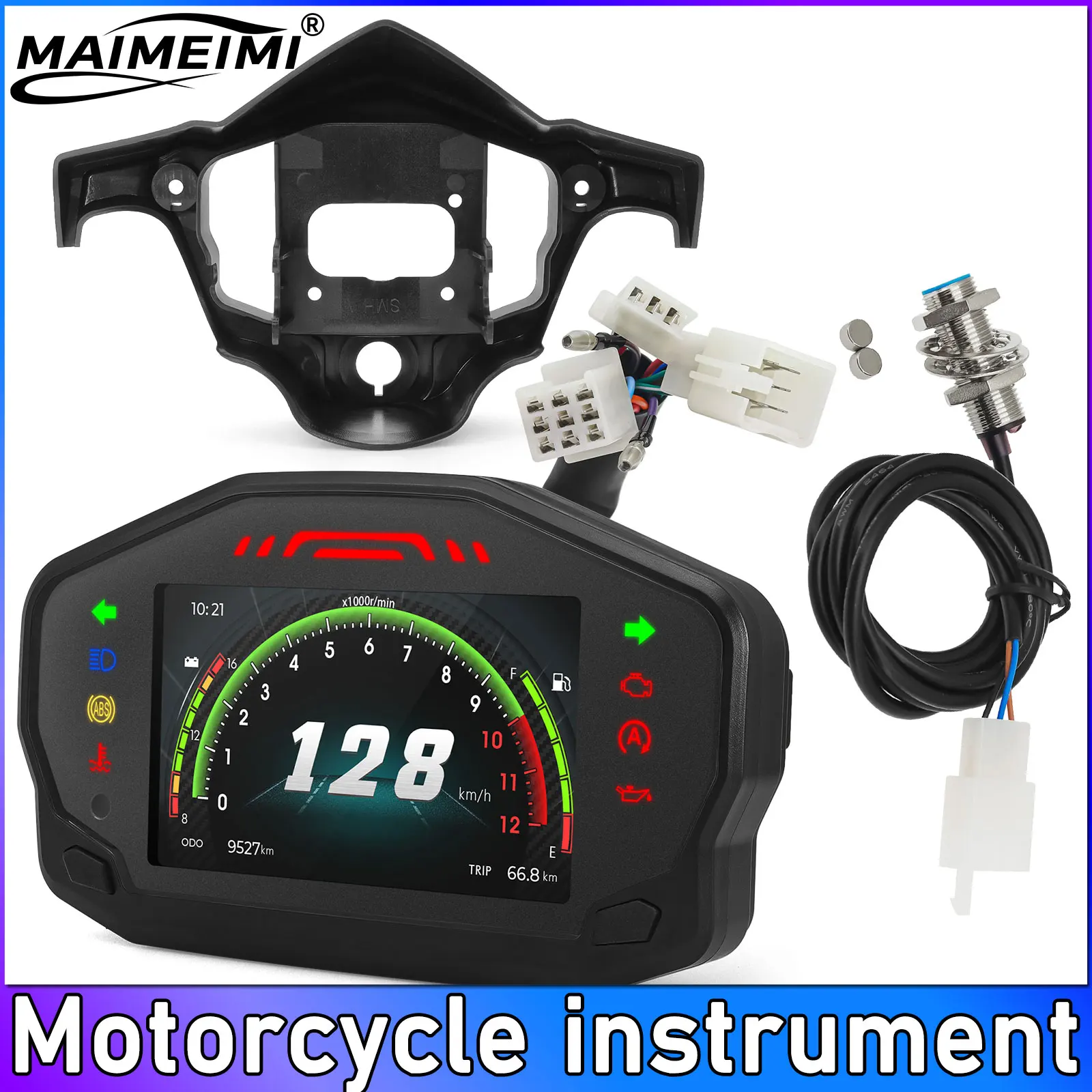 

Tachometer Motorcycle Speedometer with Bracket 12000 RPM Km/h MPH Odemeter LCD Digital Gauge for Electric Start for 2 4 Cylinder