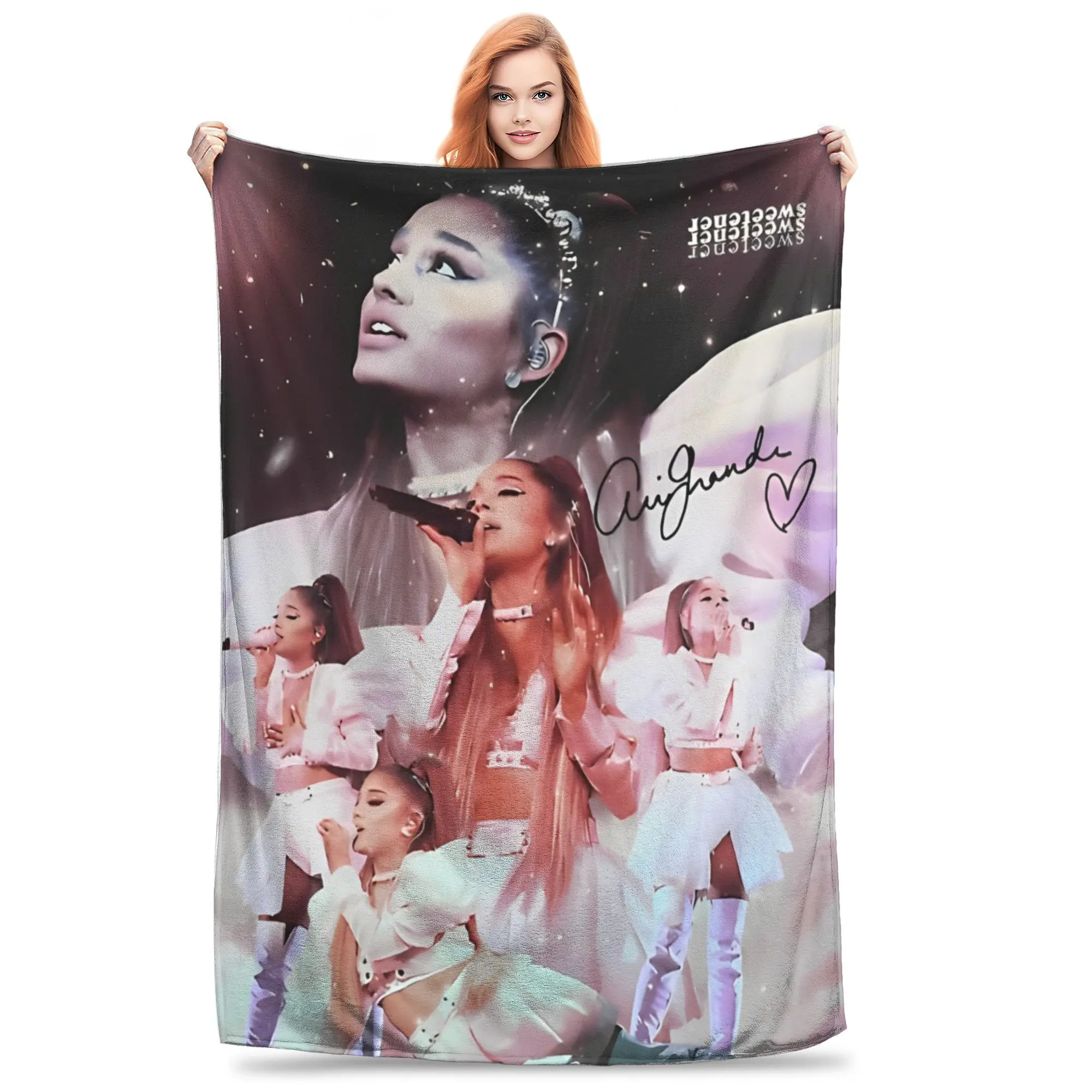 Vintage Pop Music R&B Blanket Flannel Autumn/Winter Arianas Grandes   Multifunction Super Warm Throw Blanket for Home Car Quilt