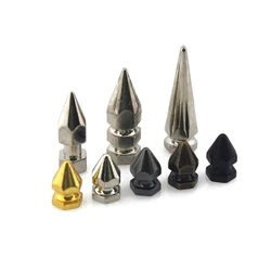 10pcs Solid Metal Screwback Cone Studs Bullet Spikes Punk Rivets for Leather Craft Bag Garmet Shoes Decor Pet Collar Anti-bite