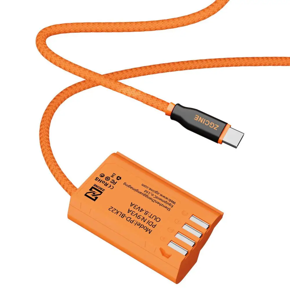 ZGCINE كابل طاقة كابل البطارية الدمية مع سلك مضفر لبطاريات سلسلة USB-C PD إلى Canon Nikon Fujifilm Panasonic Lumix