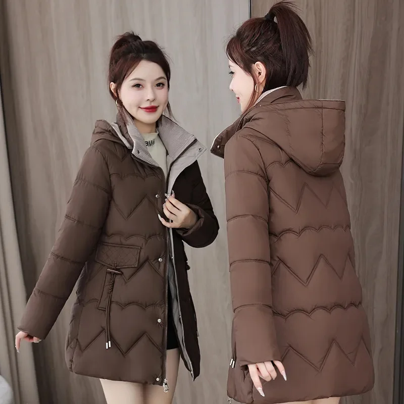 2024 New Women Jacket Casual Snow Wear Hooded Long Parkas Korean Warm Thick Winter Cotton Padded Coats Puffer Jacket Outwear