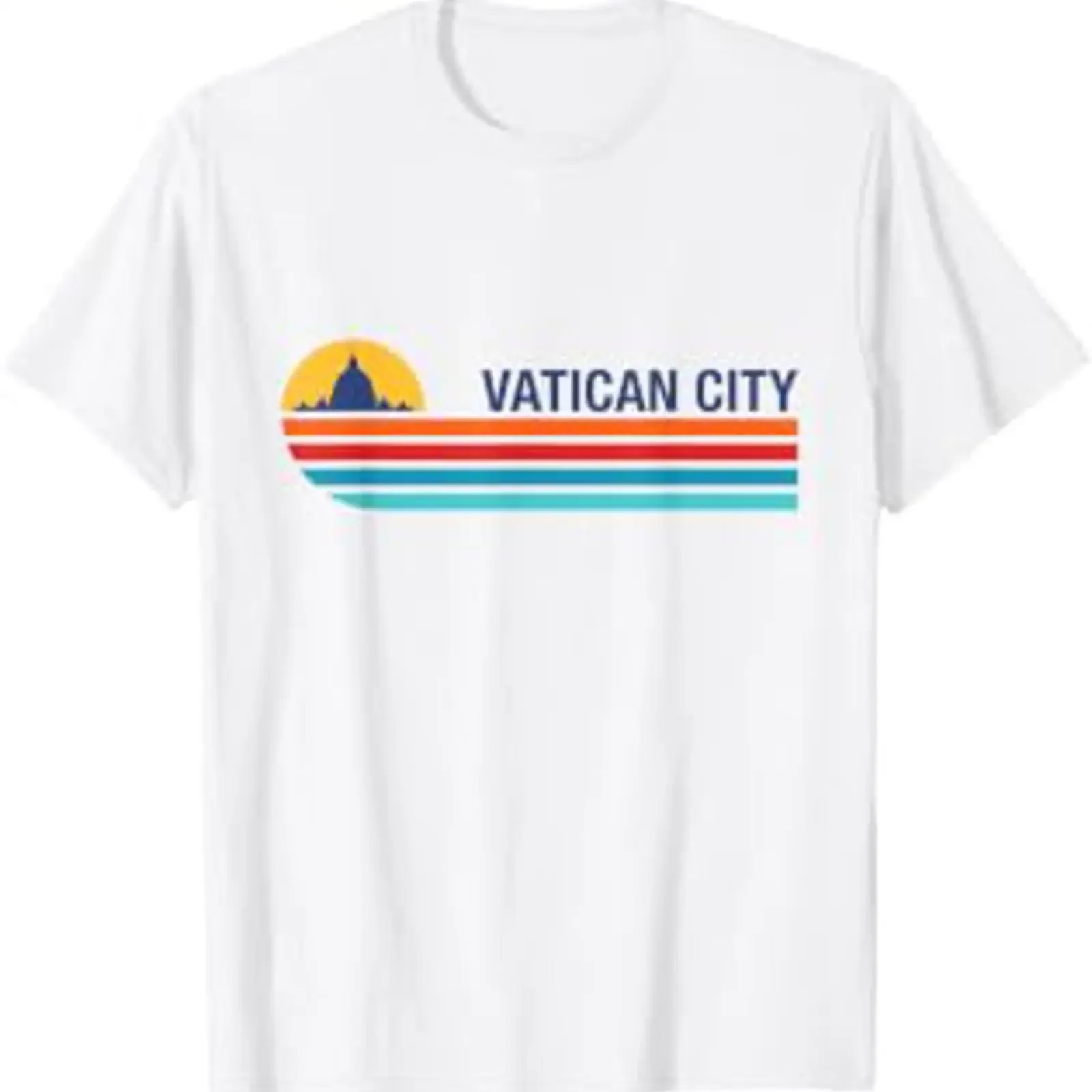 Colorful Vatican City Landscape T Shirt vintage Washed Stylish designer clothes Comfortable Slightly graphic homme Versatile