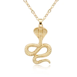 Dayoff Indian Gothic Gold Color Animal Cobra Pendant Necklace Women Men Stripe Snake Chain Necklace for Female Link Chain N6