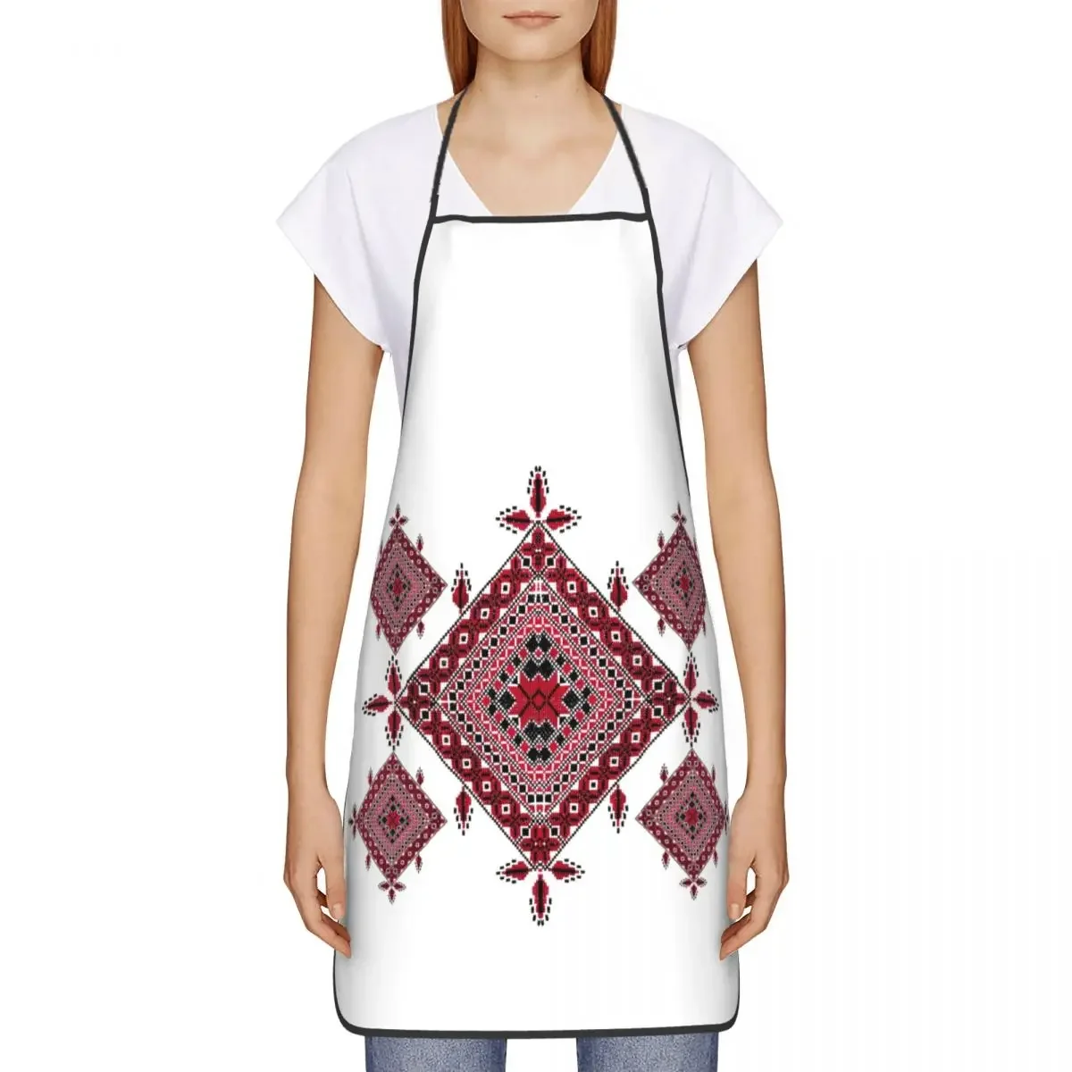 Arabic Palestinian Tatreez Cross Embroidery Bib Apron Women Men Chef Tablier Cuisine for Kitchen Cooking Palestine Folk Art